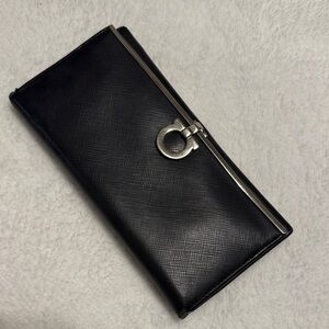 Salvatore Ferragamo Leather Wallet with Silver Clasp